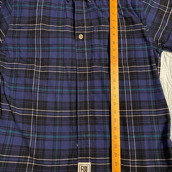 Men's NEW Real Work Wear Flannel Blue Plaid Shirt Fits like M Labeled S NWOT - Picture 4 of 7
